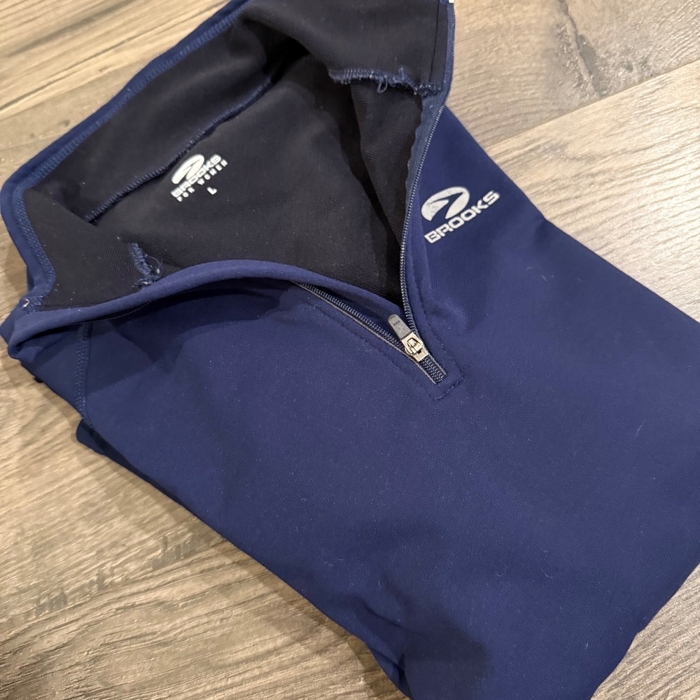 Brooks Dryline Womens Navy‎ Blue Quarter Zip Running Pullover Top Large